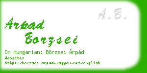 arpad borzsei business card